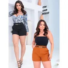 short feminino alfaiataria social com cinto short alfaiataria cintura alta com bolso short barato
