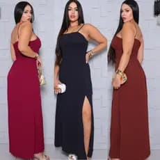Vestido Feminino Longo Elegante Social Não Amassa Blusa Com Bojo Saia forrado Formatura Casamento