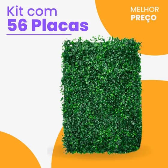 Kit 56 Unidades Placas 40x60 Buchinhos Grama Artificial Jardim Vertical Verde Muro inglês