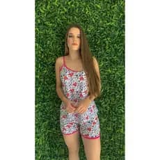Pijama Feminino Plus Size Adulto De Alça Curto De Verão Liganete Malha Fria Fresco