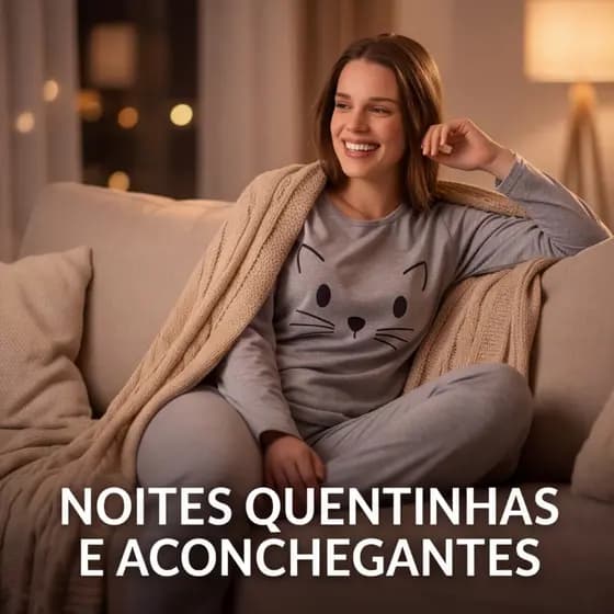 Pijama Feminino Adulto Frio Da Moda Inverno