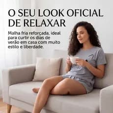 Pijama Feminino Malha Fria de Manguinha Short Doll Linha Premium Estampado (Fresco e Confortável)