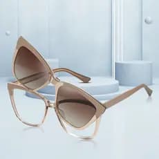 Óculos de Sol Polarizados Clip-On para Mulheres Moda Anti-Luz Azul Óculos de Sol Femininos Vintage Olho de Gato UV400