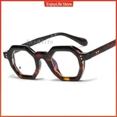 Polygon Leopard Optical Glasses Frame Moda Outdoor Rivet Riding Sun Protection Uv400