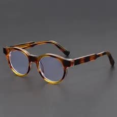 Armação de Óculos Vintage Clássica para Homens e Mulheres, Lente Transparente Anti Luz Azul Redonda e Grossa Ultralight