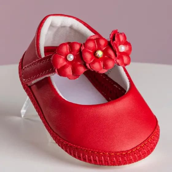 Sapatilha Sandália Feminina Recém Nascida Batizado Confortável Flor Original Lisa Shoes Compre Já