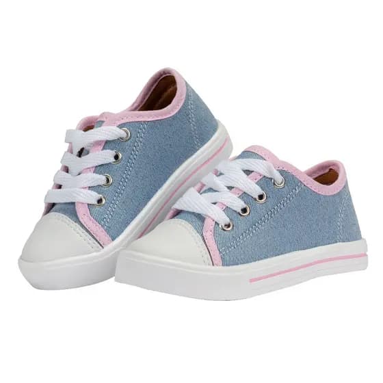 Tênis Menina Infantil Jeans Rosa Confortável Ideal para Escola e Passeios Lisa Shoes Compre Já
