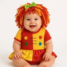 Body Bebê Temático Emília + Tiara com Cabelo - Mesversário