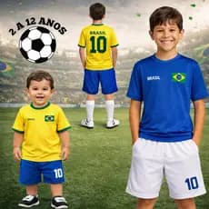 Conjunto Infantil do Brasil - Camiseta Infantil do Brasil + Bermuda Infantil do Brasil
