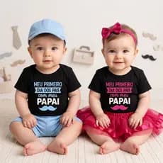 Body Bebê Temático Mesversário Dia dos Pais Kit 3 Peças