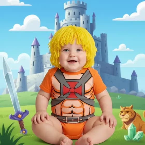 Body Bebê He Man Temático Mesvrsário Fantasia 100% Algodão