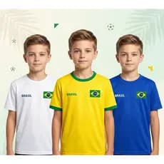 Camisa Brasil Infantil Bebê Temático Torcida 100%Algodão