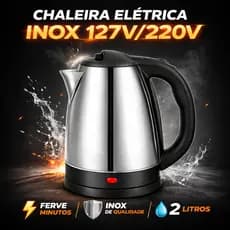 Chaleira Elétrica 2 Litros Aço Inox 1000W 1500W Desligamento Automático Rápida Ferve Água Café Chá