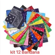 Kit12 Bandana Lenço Estampada - Moda Rock - Varias Cores