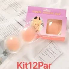Kit12 Par Protetor Silicone Tapa Redondo de Mamilos Silicone Adesivo Reutilizavel Discreto Bege