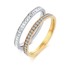 Anel Aparador de Aliança cravejado Dourado ou Prata Aço Inoxidavel 2mm Hipoalergênico