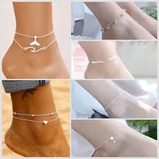 50 Modelos Tornozeleira designs prata folheado 25 cm bonito para mulheres joias de moda acessórios coreanos