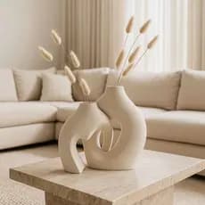 Kit Vaso Decorativo Coração Branco 2 Peças Moderno Sala Love Duo