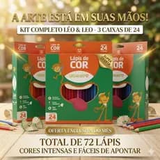 Kit 3 Caixas de Lápis de Cor  Eco Sextavado: Material Escolar  Volta as Aulas 72 unid