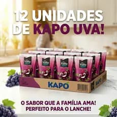 Kit 12 unid.Sucos de Uva Kapo Dell Valle  Caixinha 200 ml Cada Lanche Kids  Nao contem Gluten