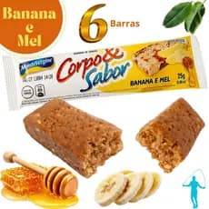 Barra Cereal Banana Mel Pre Treino Corpo & Sabor Montevergine 25g Kit 6 barras