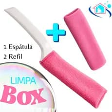 Limpa Box Transpasse Vão Frestas de Vidros Janelas Local Dificil Acesso KIT: 1 Espátula +  2 Refil