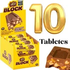 Kit 10 Tabletes 38g Block Tradicional Chocolate com Amendoim Crocânte Arcor