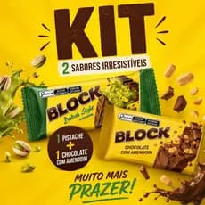 KIT 1 Barra Block Pistache Dubai 165g + Barra Block Amendoim Torrado 140g Arcor