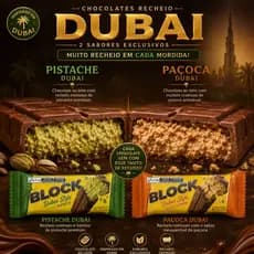 KIT 1 Chocolate Pistache Dubai Style + 1 Chocolate paçoca Dubai Style 165g Arcor