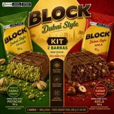 KIT 1 Chocolate Barra Pistache Dubai Style + Barra Ãvela Dubai Style 165G Arcor