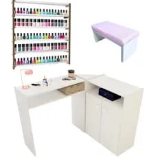 Combo mesa manicure profissional nail designer + Expositor de esmaltes modelo industrial e brinde