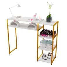 MESA DE MANICURE INDUSTRIAL COM 3 NICHOS – DESIGN MODERNO & ULTRA FUNCIONAL
