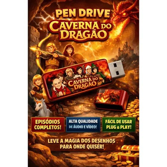 Play Drive Temático Personalizado -  Caverna do Dragão. + BÕNUS