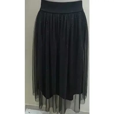 Linda Saia midi Comprida Tule Com Brilho Moda Evangélica Casual Estilosa