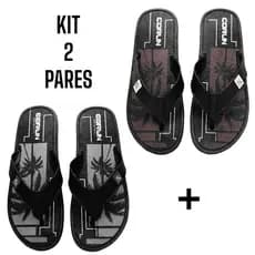 Kit 02 Pares Chinelo  de Dedo Masculino Sola Antiderrapante Super Leve