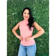 Blusinha Feminina Gola Alta JOANA /malha/Canelado  Garrafinha 2024- MODA PRIMAVERA E VERÃO