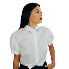 Camisa Princesa Pedraria Lisa Viscolinho de Manga Curta  Barra Elástica Envangélica Tendência 2025