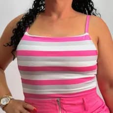 Body Regata Patricia Listrada Suplex Alcinha e Elástico Tendência Moda Verão Feminina Praia Piscina