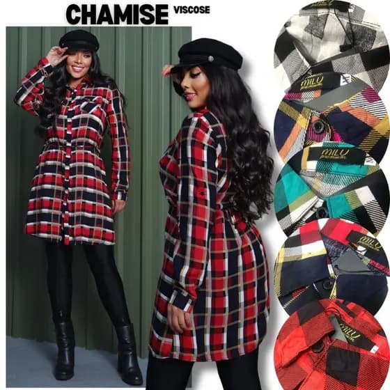 Chamise Xadrez Blusa de Frio Manga comprida Estampa Com bolso