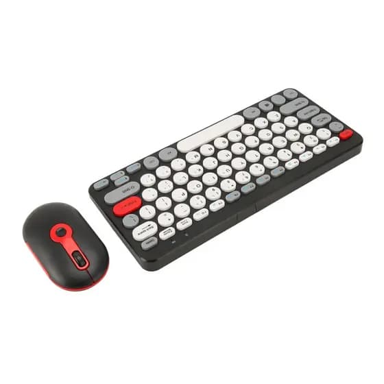 Conjunto Teclado e Mouse Sem Fio 2.4G com Teclas Redondas Slim – Design Elegante para PC