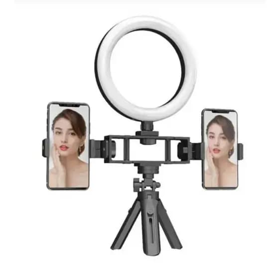 Ring Light 6 Polegadas Profissional Suporte Duplo Com Tripe K316 LIVE