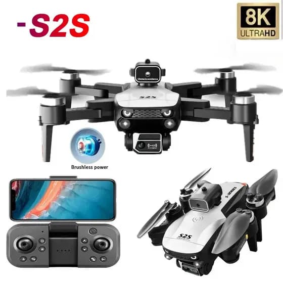 Drone S2s Profissional com Câmera HD 1080p, Motores Brushless Controle Remoto - 2 Bateria