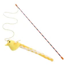 Brinquedo Interativo Para Gatos Varinha Com Passarinho E Sino De Pelúcia Estimula Instinto Arranhador Pet