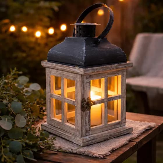Luminária Decorativa Retrô em Madeira Estilo Vintage para Sala Quarto Escritório 22cm