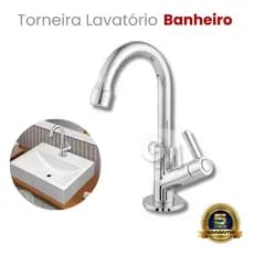 Torneira de Bancada para Banheiro Cromada – 3/4 de Volta - Metal