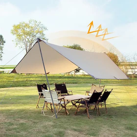 Tenda de cortina de céu acampamento ao ar livre sombra solar proteção solar pintura de prata piquenique quadrado grande cortina pergola à prova de chuva