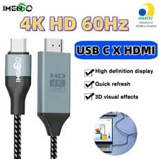 Cabo De Projeção HDMI 4K 60Hz USB Tipo C Para Macbook Pro Air Samsung Lenovo Thinkpad Switch