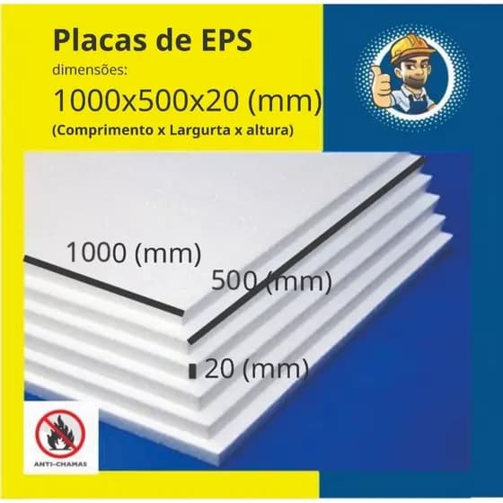 14 Placas de Isopor Antichamas Espessura 20mm