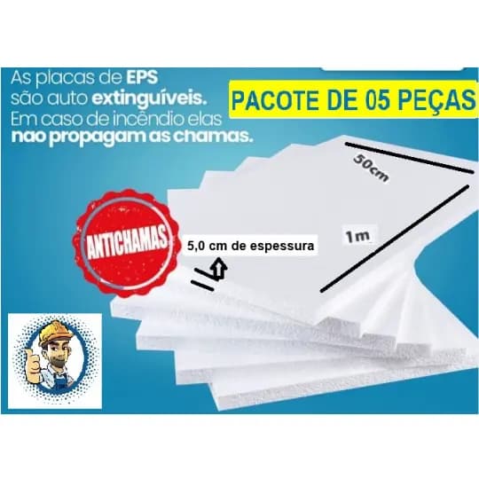 Placas Isopor 50mm Kit C/5 Unidades