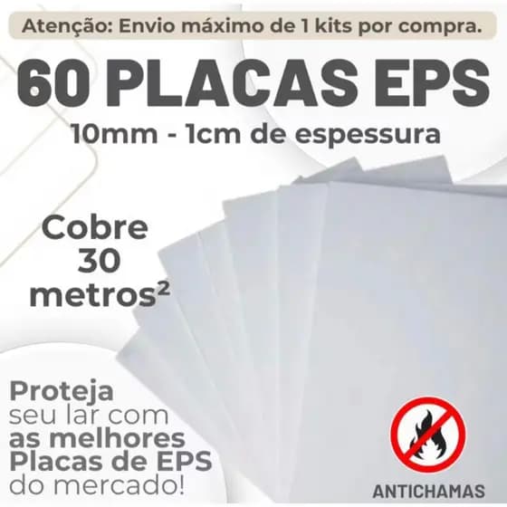 60 PLACAS EPS ANTICHAMAS - 10MM (1CM) ESPESSURA - ACÚSTICO E TÉRMICO - ENVIO IMEDIATO